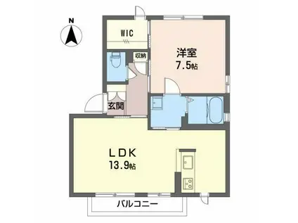 キャトル・セゾン西条B(1LDK/2階)の間取り写真