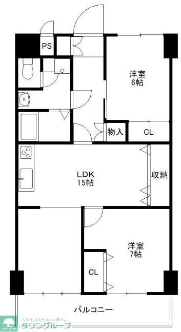 メゾンドール東青梅(2LDK/7階)の間取り写真