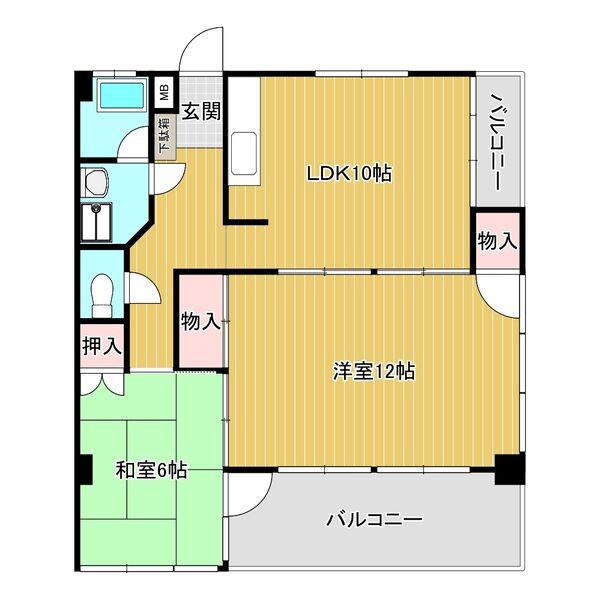 栄コーポラス(2LDK/3階)の間取り写真