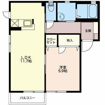 アーバンコートB(1LDK/1階)の間取り写真