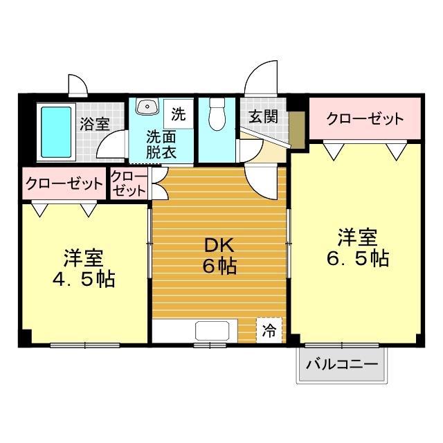 タートルビレッジIII(2DK/2階)の間取り写真