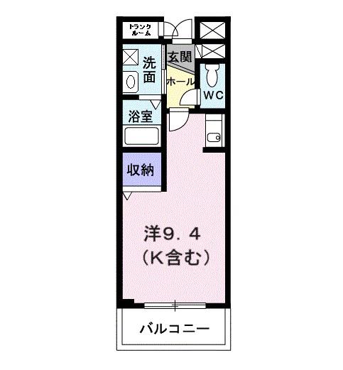 ツインスタ-A(ワンルーム/3階)の間取り写真