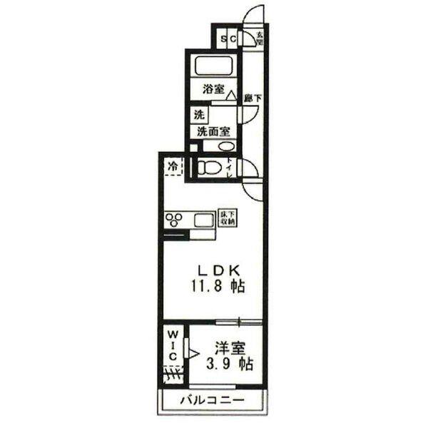 東庄レジデンス(1LDK/1階)の間取り写真