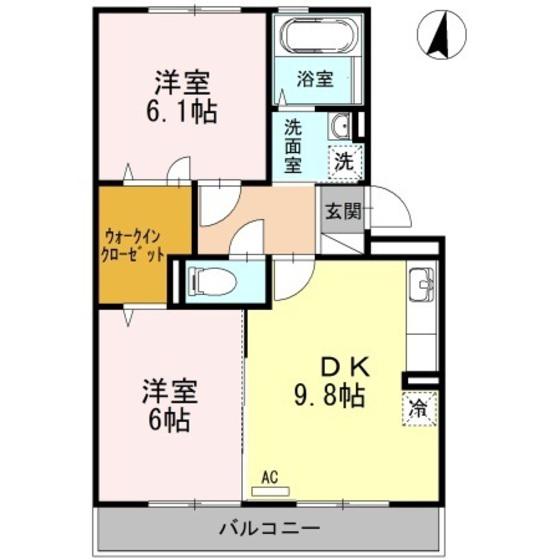 ラフィネはまゆうA棟(2DK/3階)の間取り写真