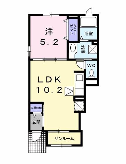 クレストハウス(1LDK/1階)の間取り写真