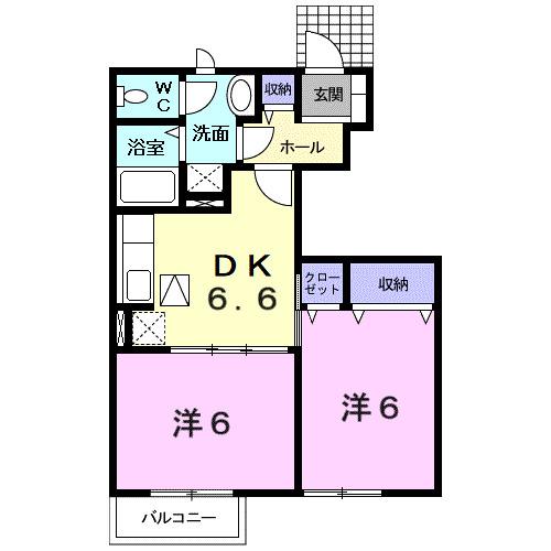 ネオステージ(2DK/1階)の間取り写真