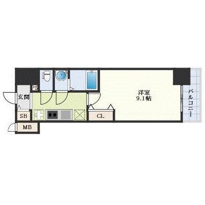 ディアレイシャス浅間町(1K/14階)の間取り写真