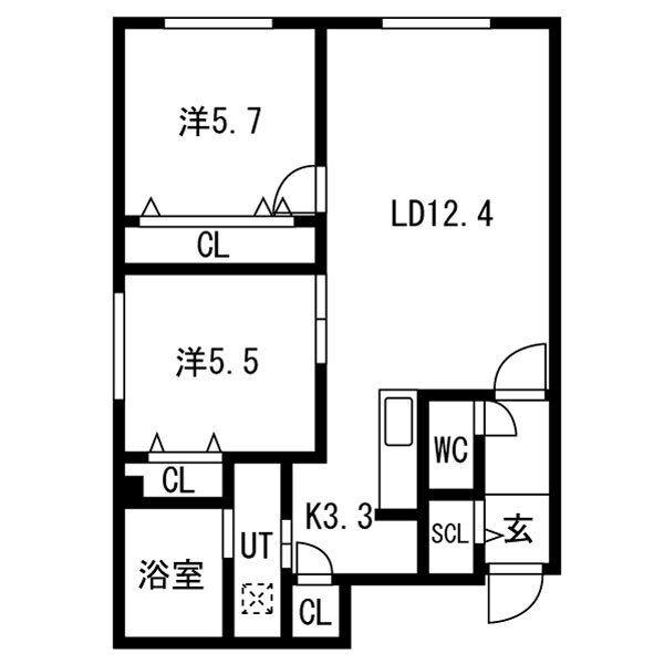 SATO BLDS白石本通(2LDK/1階)の間取り写真