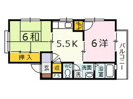 ハウスルビー(2K/2階)の間取り写真