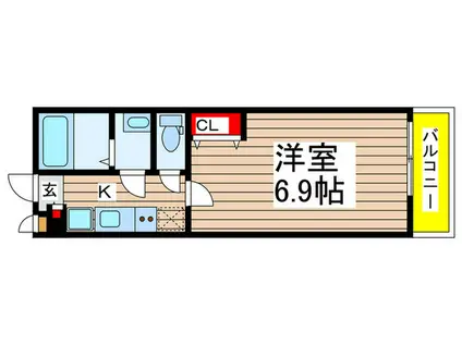CASA新船橋(1K/1階)の間取り写真