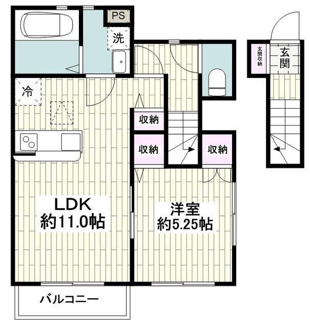 コンフォート湘南(1LDK/2階)の間取り写真