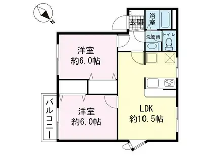 リバーサイド中島A(2LDK/1階)の間取り写真
