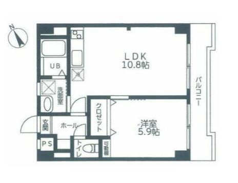 サニーガーデンARAI(1LDK/6階)の間取り写真