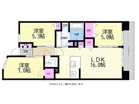 ザ・広島フロント(3LDK/3階)の間取り写真