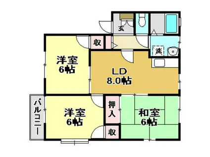 メゾンド藤(3DK/2階)の間取り写真