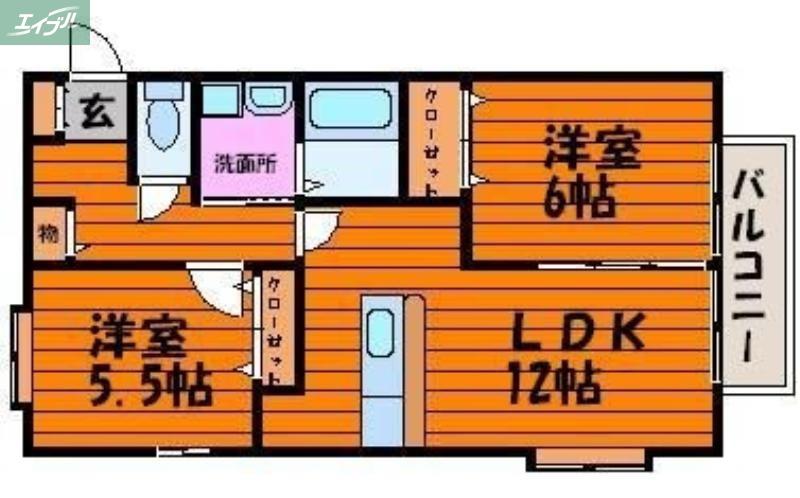 フォブール西市(2LDK/1階)の間取り写真