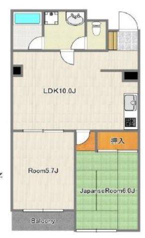 ハイム山広(2LDK/2階)の間取り写真