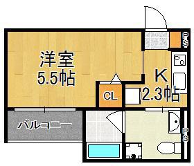 SPRING COAST3(1K/2階)の間取り写真