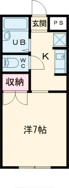 サンアンドムーンII(1K/1階)の間取り写真
