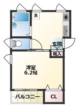 メゾンドボヌール(1K/2階)の間取り写真