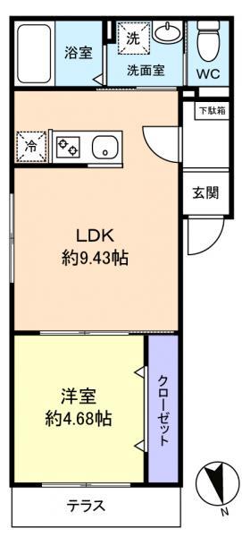 YSA薬園台(1LDK/3階)の間取り写真