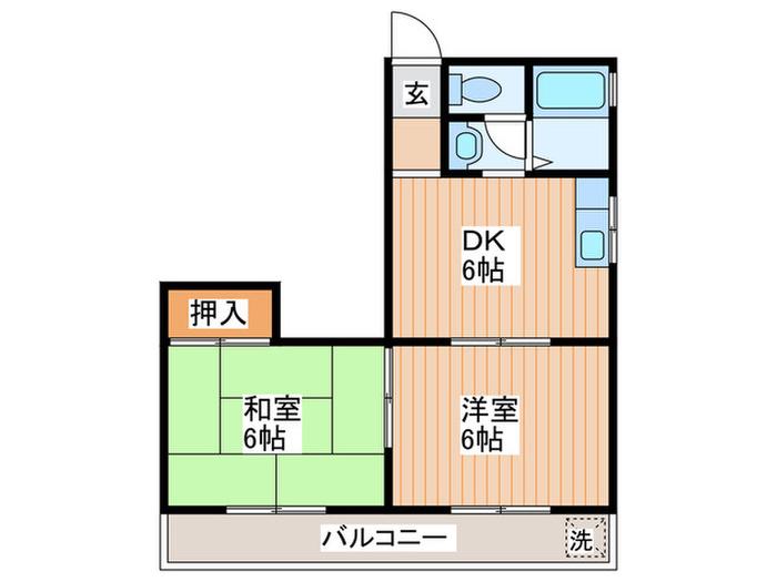 長井マンション(2DK/4階)の間取り写真