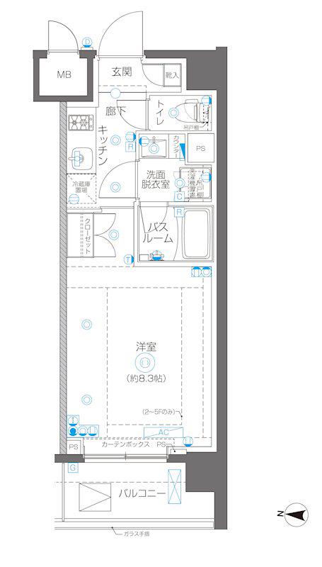ZOOM錦糸町ノース(1K/5階)の間取り写真