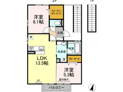 グレンディールIII(2LDK/2階)の間取り写真