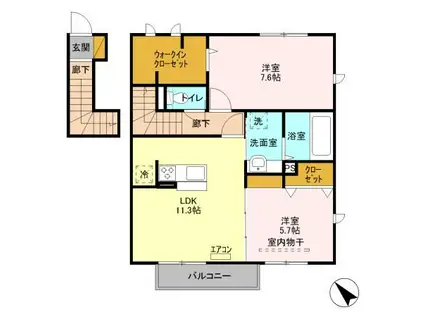 アーバンヒルズ II(2LDK/2階)の間取り写真