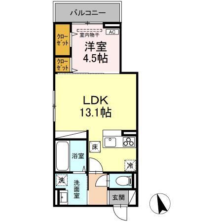 LUXE GRACIA 成田町(1LDK/1階)の間取り写真