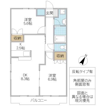 ブリューテ(2LDK/2階)の間取り写真