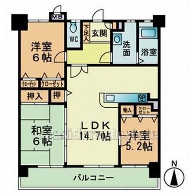 シティライフ波多江駅III A棟(3LDK/7階)の間取り写真