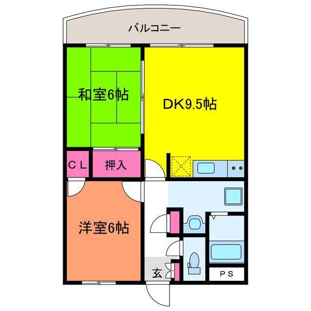 マ・メゾン(2DK/1階)の間取り写真