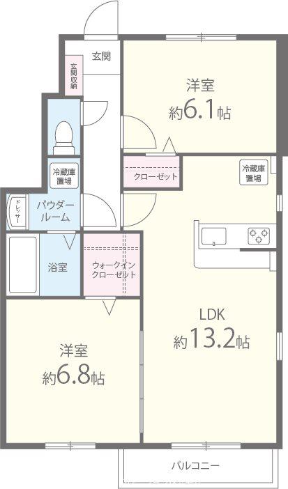 アルミック山荘(2LDK/1階)の間取り写真