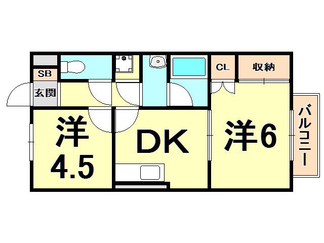 フローレンス(2DK/2階)の間取り写真