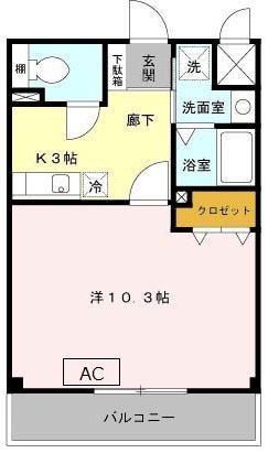 シャトルウエスト(1K/2階)の間取り写真