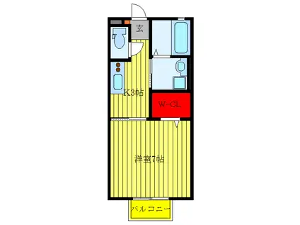 RESIDENCE ROSE・K(1K/1階)の間取り写真