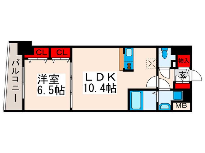ラ クレール フォンティーヌ(1LDK/6階)の間取り写真