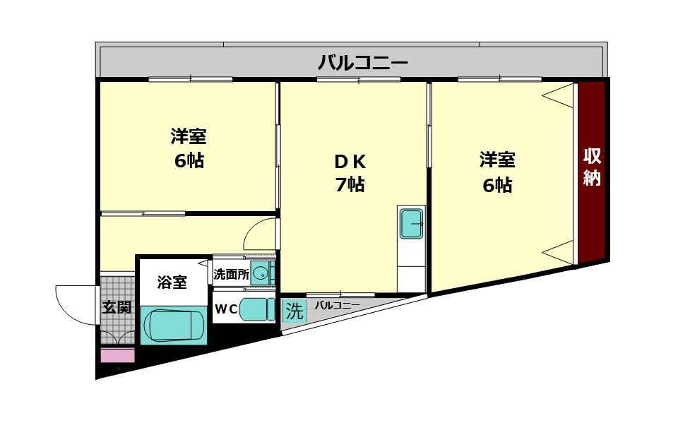サンハイツ上村(2DK/3階)の間取り写真