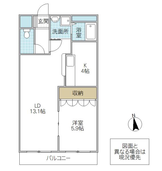 リバーフィールド(1LDK/1階)の間取り写真