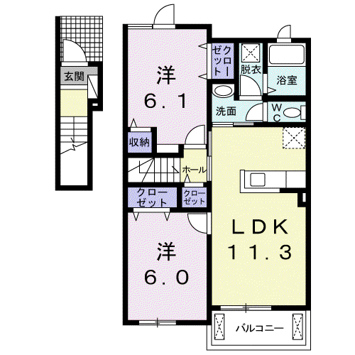 サザン アイ(2LDK/2階)の間取り写真