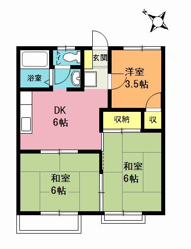 カームハイツ(3DK/2階)の間取り写真