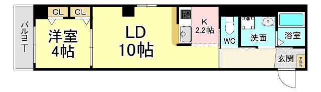   サンフローラ三郎丸(1LDK/2階)の間取り写真