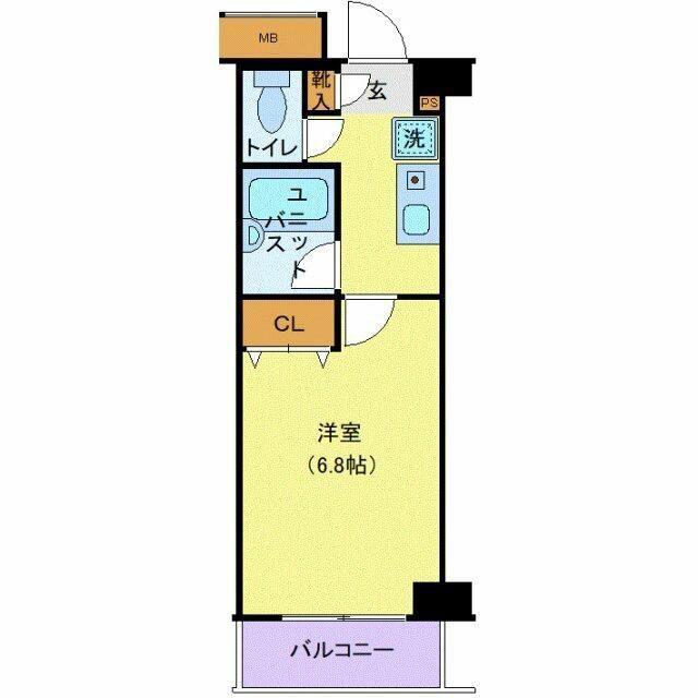 メゾンエクレーレ新宿西戸山(1K/4階)の間取り写真