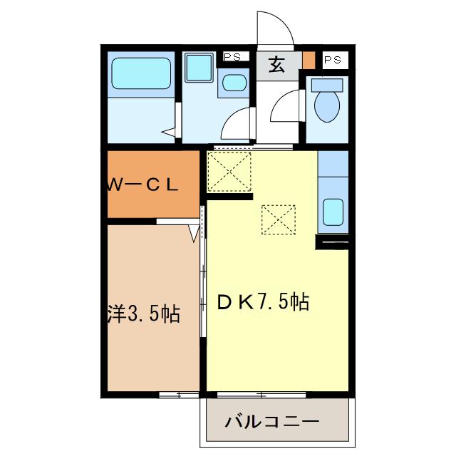 プレーヌハイツ(1DK/1階)の間取り写真