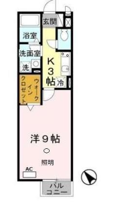 グランパルク・コーズ(1K/1階)の間取り写真