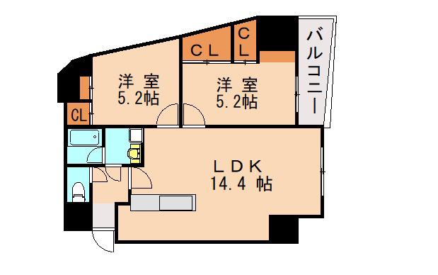 オールセインツ(2LDK/5階)の間取り写真