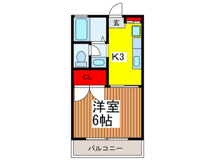 サンフラット中島(1K/2階)の間取り写真