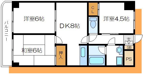 ルミエール(3DK/5階)の間取り写真