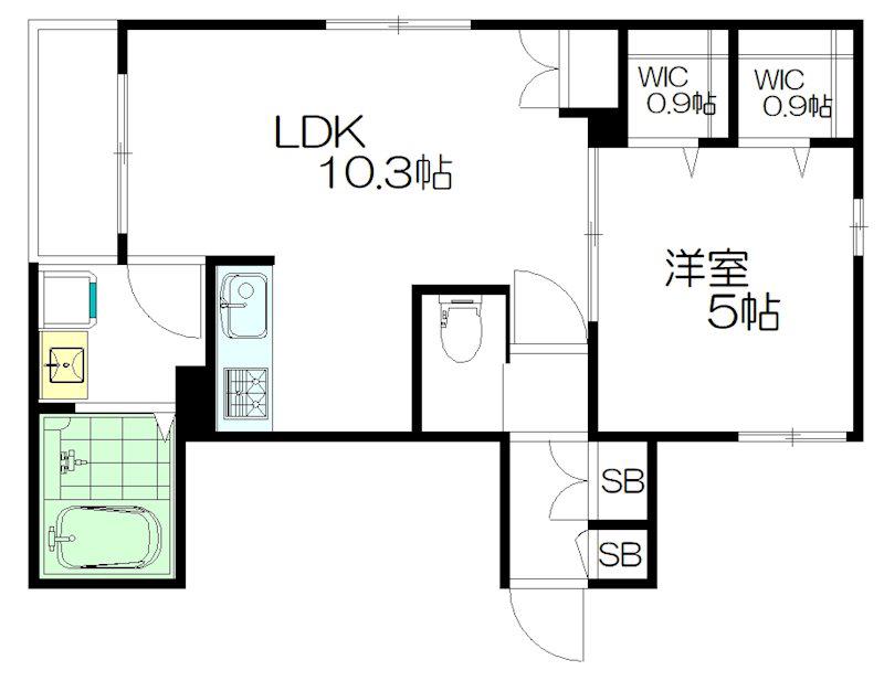 SORA新高円寺(1LDK/1階)の間取り写真